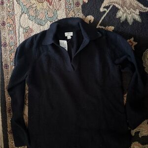 NWT jcrew extra soft Black polo Sweater